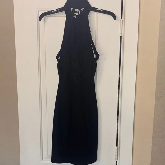 Elegant Black Halter Dress lace back high neck 6 - Picture 1 of 5